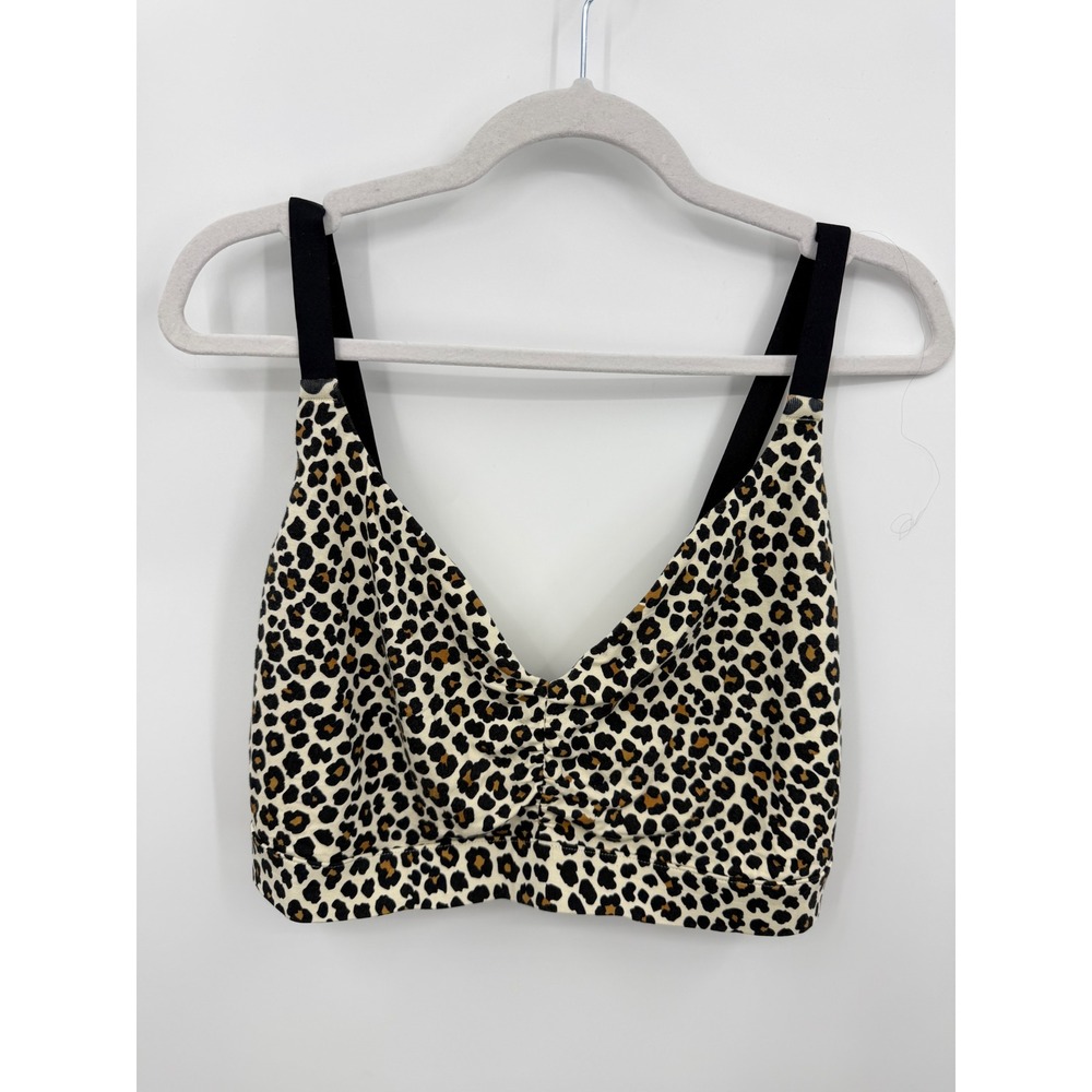 MeUndies Curvy Bralette Women 3X Leopard Animal Print Micromodal V-Neck Ruched